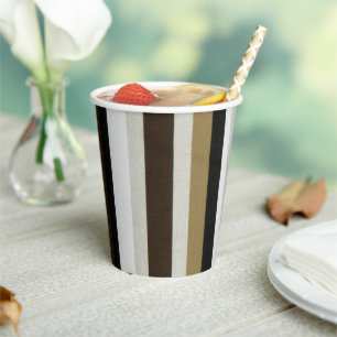 Papier-Cup Beige Brown Streifen Pappbecher