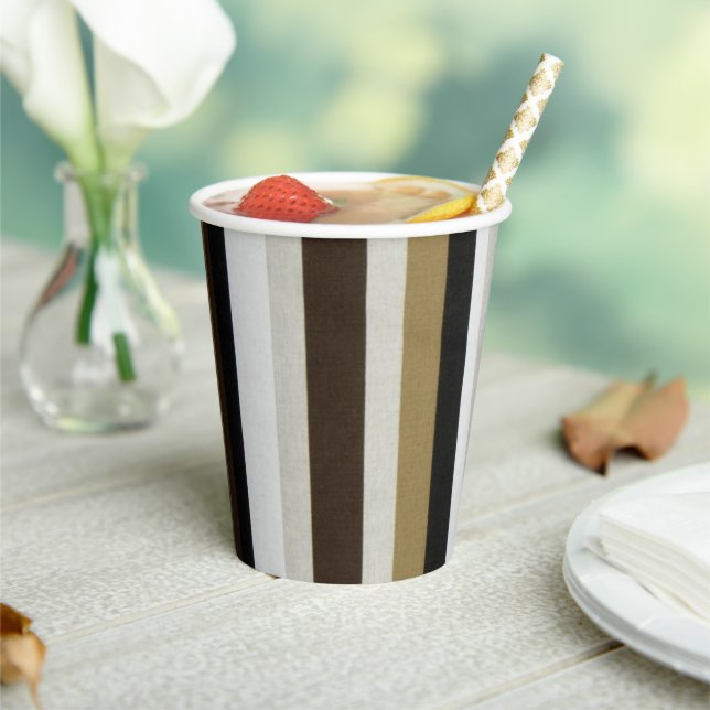 Papier-Cup Beige Brown Streifen Pappbecher (In Situ)