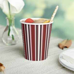 Papier-Cup Burgund Streifen Pappbecher