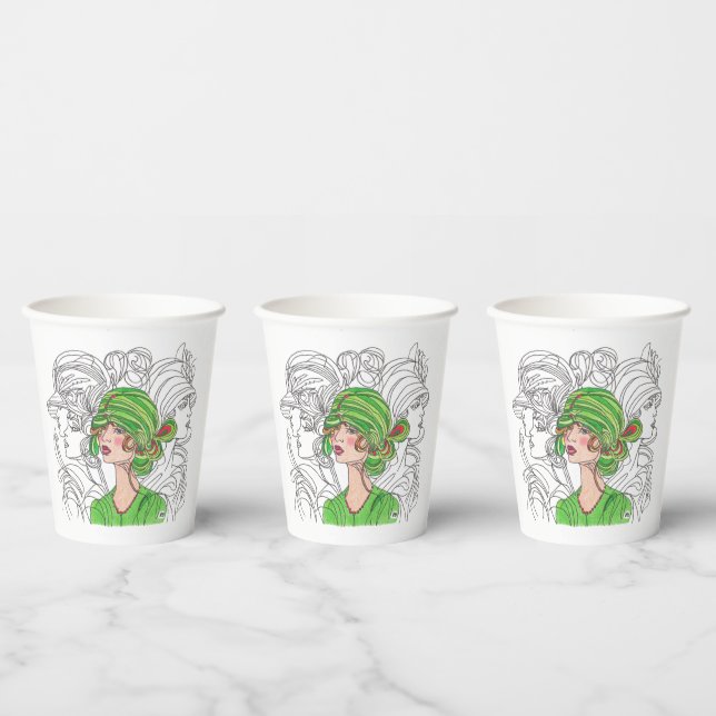 Papier Cup Green Flapper Girl Pappbecher (Multi)