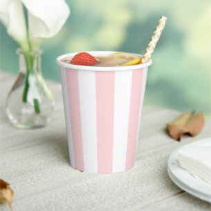 Papier-Cup Pink & White Strip Pappbecher