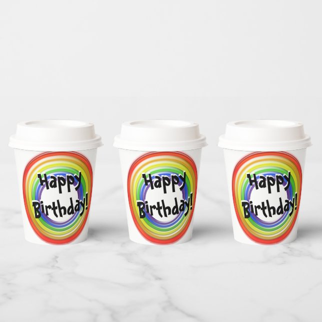 Papier-Cup - Rainbow-farbene Kreise Pappbecher (Multi)