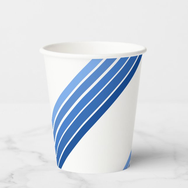 Papier-Cup - Schattierungen von blauen diagonalen  Pappbecher (Vorderseite)