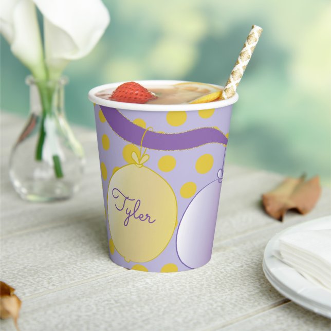 Papier Cups "Baby Golden Footprints" 8 oz. Pappbecher (In Situ)