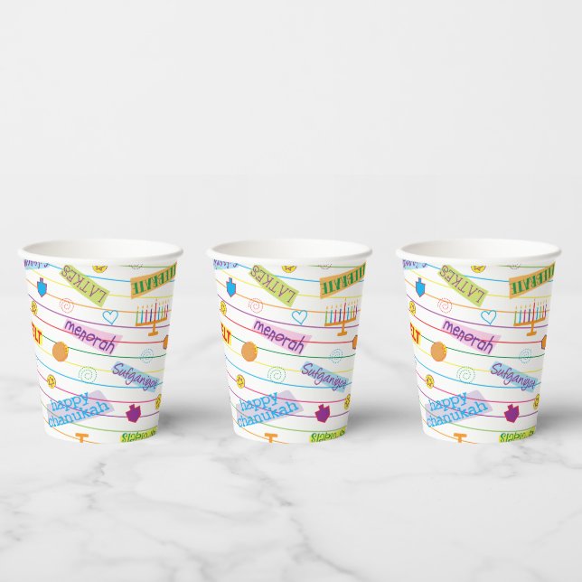 Papier Cups "Chanukah Party" 8 oz. Pappbecher (Multi)