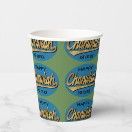 Papier Cups "Chanukah Retro" 8 oz. Pappbecher