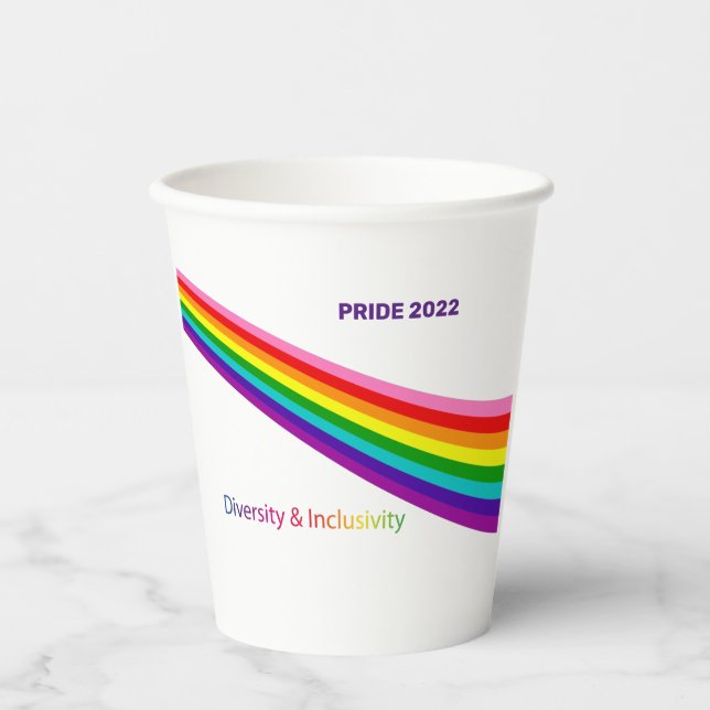 Papier-Cups Pride 2022 Rainbow-Flag LGBTQIA-Party Pappbecher (Vorderseite)