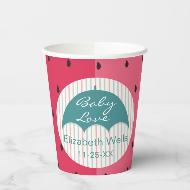 Papier Cups "Watermelon Umbrella" 8 oz. Pappbecher (Links)