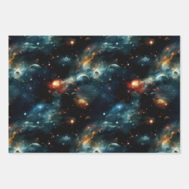 Papier d'emballage coloré espace