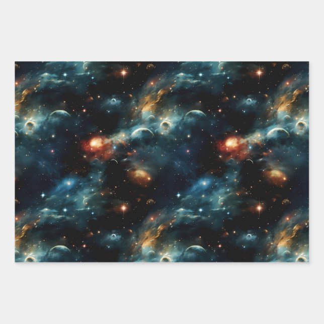 Papier d'emballage coloré espace (Vorderseite)