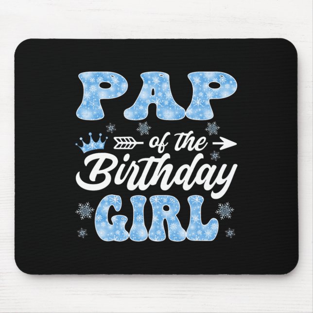 Papier des Geburtstagsmädchens Schneeflocken Winte Mousepad (Vorne)