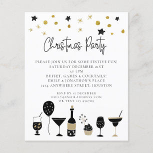 PAPIER   Drinks Black Gold Weihnachts-Party Einlad