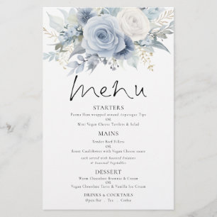 PAPIER Dusty Blue Florals Wedding Menu