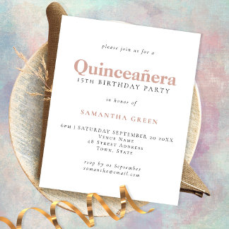 PAPIER Einfache Blush Quinceañera Birthday Einladu