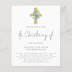 PAPIER Eucalyptus Cross Script Christening Einla