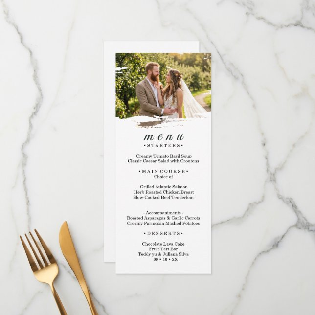 Papier-Foto-Hochzeitsmenü-Kartenständer Menükarte (Vorderseite/Rückseite Beispiel)