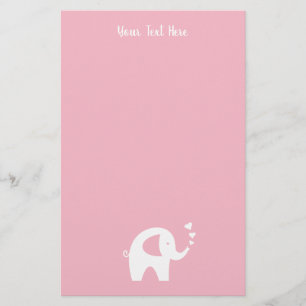 Papier für Baby-Party-Einladungen mit rosa Elefant