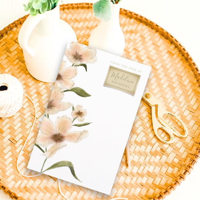 Papier für die Papier-Stationierung von zartem Gar (Shabby Chic monogram name wildflower vintage floral stamp stationery paper with script typography)