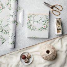 Papier für Pastell-Wrapping mit Grün- und Blumende