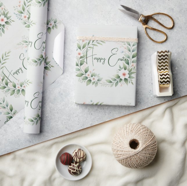 Papier für Pastell-Wrapping mit Grün- und Blumende Geschenkpapier (Kunsthandwerk)