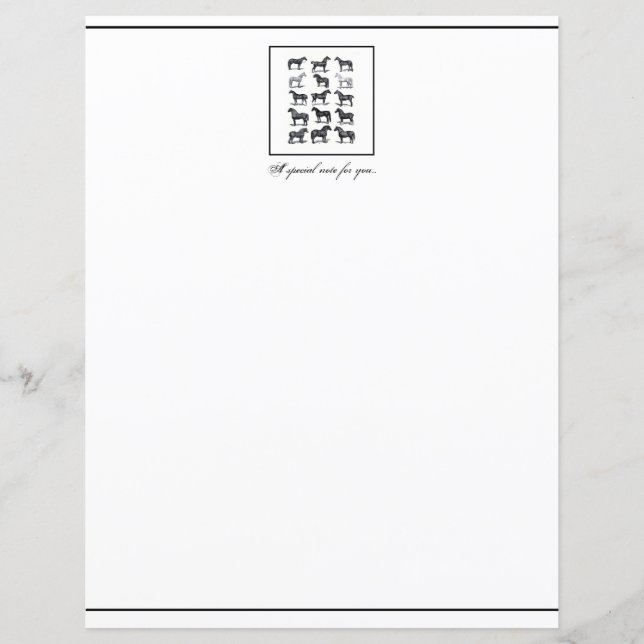 Papier für Pferde schwarz und weiß (Vorderseite)