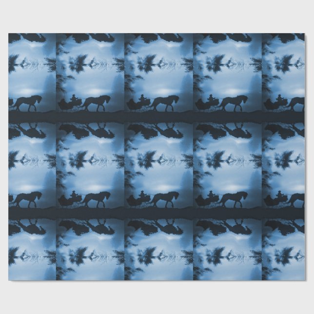 Papier für Schlitten und Pferde Geschenkpapier (Flach)