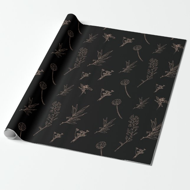 Papier für Schwarz-Gold-Flora-Umschläge Geschenkpapier (Ungerollt)