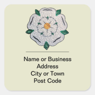 Papier gefaltete Yorkshire Weiße Rose 4-zeilige Ad Quadratischer Aufkleber