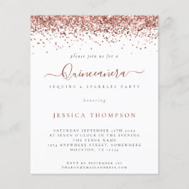 PAPIER | Girl Rose Gold Glitzer Quinceañera Einlad