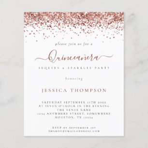 PAPIER   Girl Rose Gold Glitzer Quinceañera Einlad