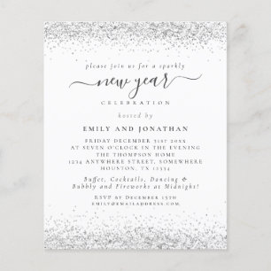 PAPIER Glam Silber Glitter Silvester-Einladung
