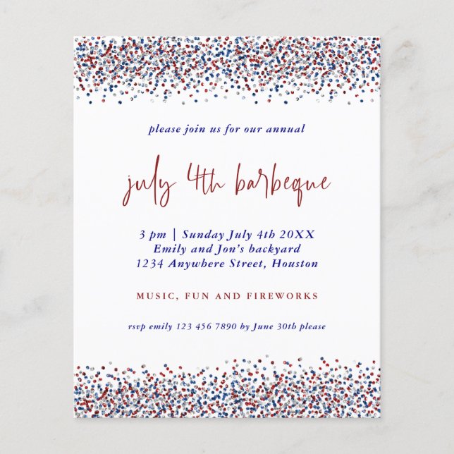 PAPIER | Glitzer Red Blue White 4. Juli GRILLEN Ei (Vorne)