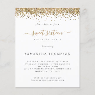 PAPIER | Gold Glitzer 16 . Geburtstag Einladung