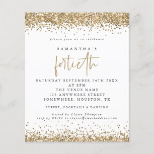 PAPIER   Gold Glitzer 40 Party Einladung