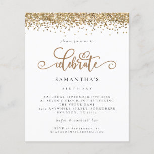 PAPIER   Gold Glitzer Celebrate Birthday Invite