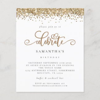 PAPIER | Gold Glitzer Celebrate Birthday Invite