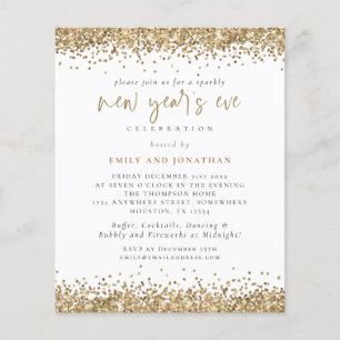 PAPIER Gold Glitzer Script Silvester Einladung
