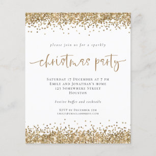 PAPIER   Gold Glitzer Script Weihnachts-Party Einl