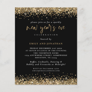 PAPIER Gold Glitzer Silvester Black Invite