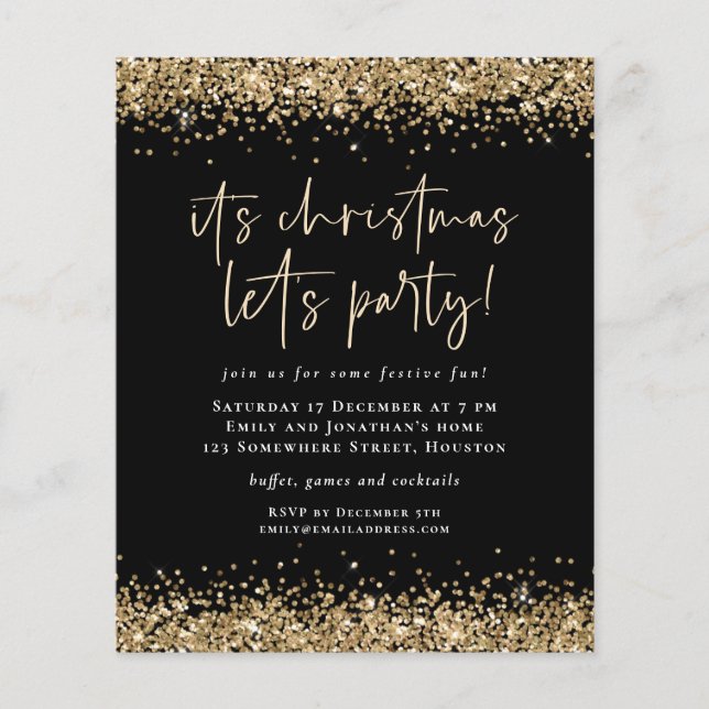 PAPIER | Gold Glitzer Weihnachten Lasse Party Blac (Vorne)