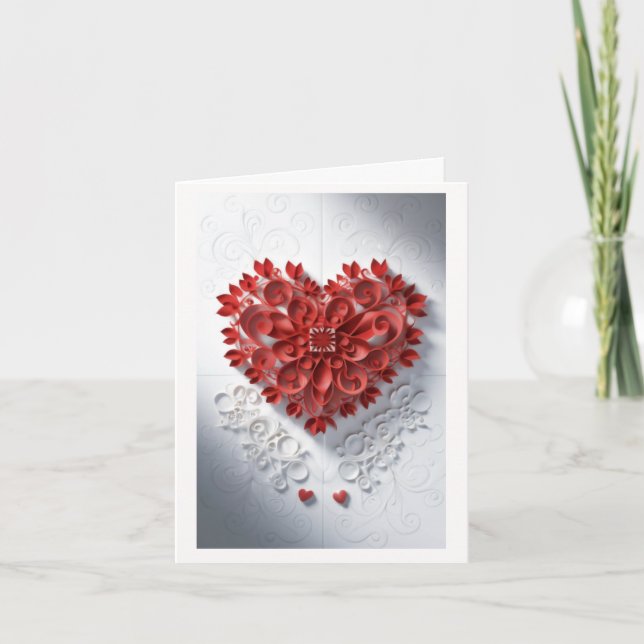 Papier Herz der Schönheit Dankeskarte (Vorderseite)