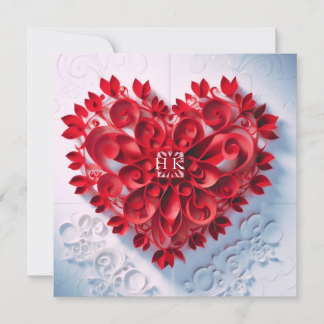 Papier Herz der Schönheit Save the Date oder UAWG Einladung (Vorderseite)