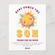 PAPIER Hier kommt die Son Baby Dusche Vielen Dank