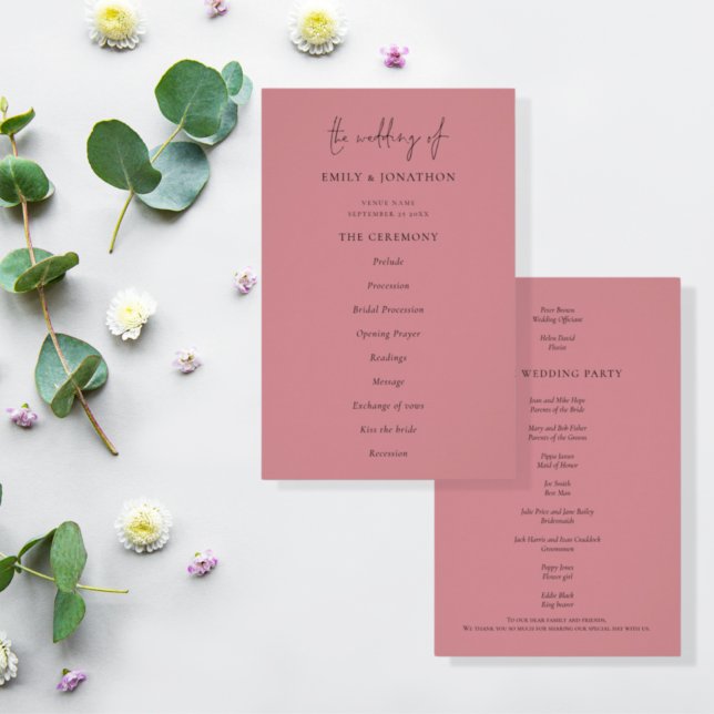 PAPIER | Hochzeitsprogramm für Rose im eleganten T (Von Creator hochgeladen)