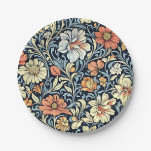 Papier im Vintage-Stil mit blauem botanischem Must Pappteller