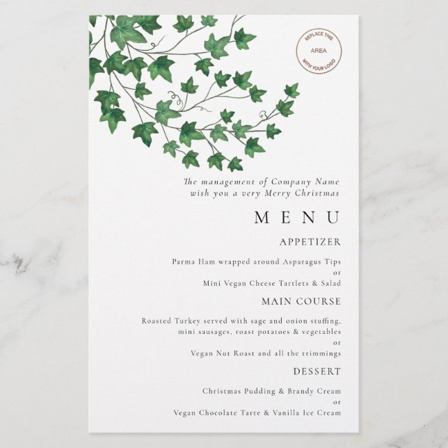 PAPIER | Logo Ivy Christmas Party Menu (Vorne)