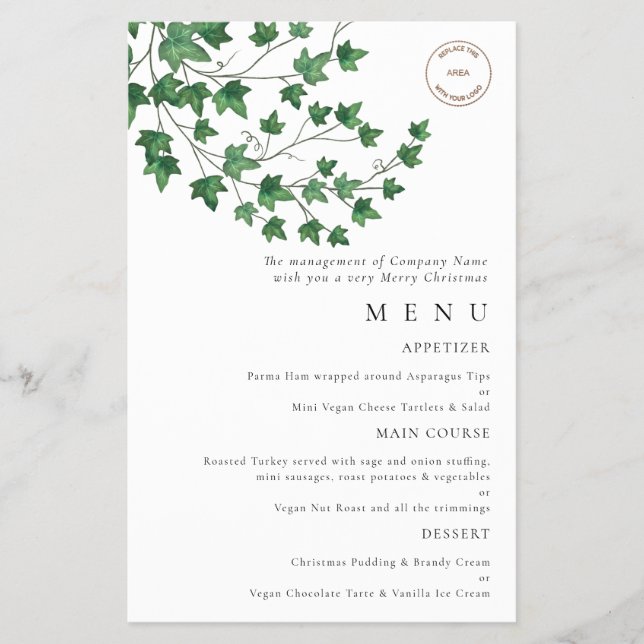 PAPIER | Logo Ivy Christmas Party Menu (Vorne)