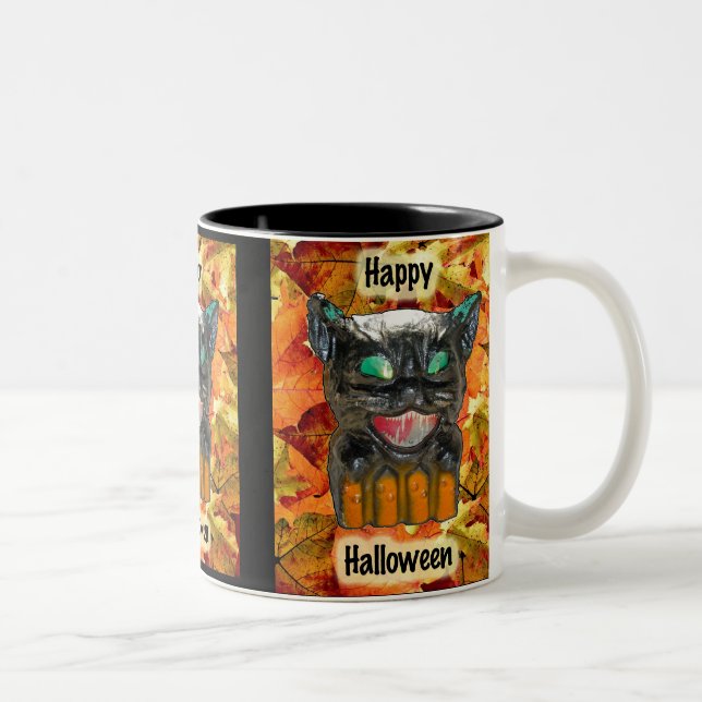 Papier Mache Halloween Cat Tasse (Rechts)