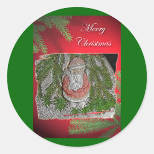 Papier Mache Red Coated Weihnachtskleber Runder Aufkleber