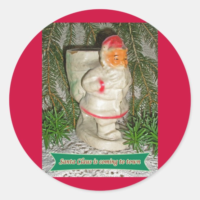 Papier Mache White überzogene Weihnachtskleber Runder Aufkleber (Vorderseite)